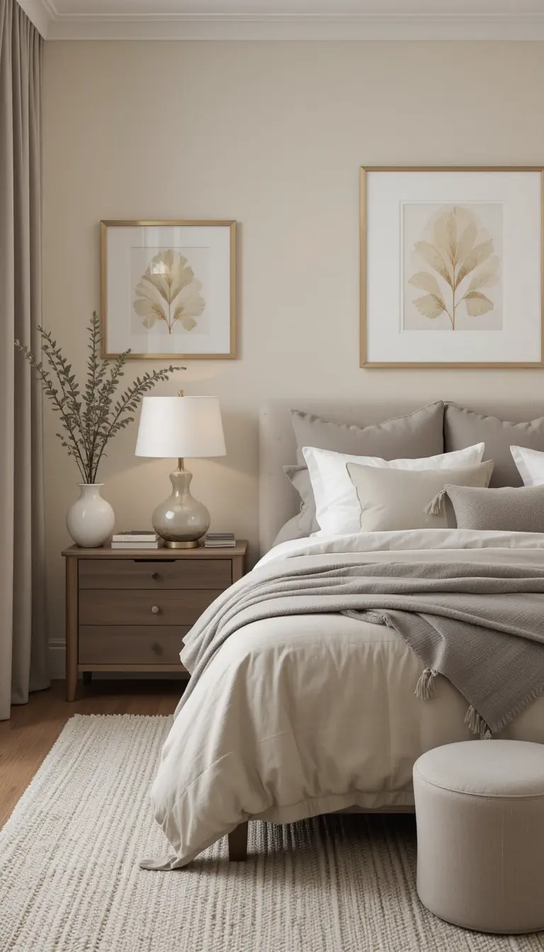 a serene bedroom with neutral colors