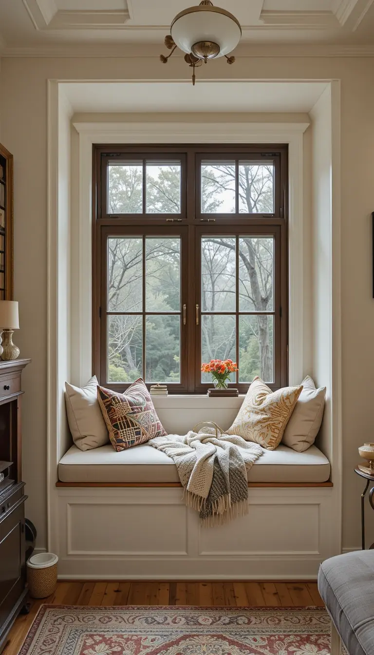 a window seat with a reading nook