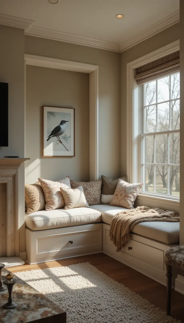 a window seat with a reading nook
