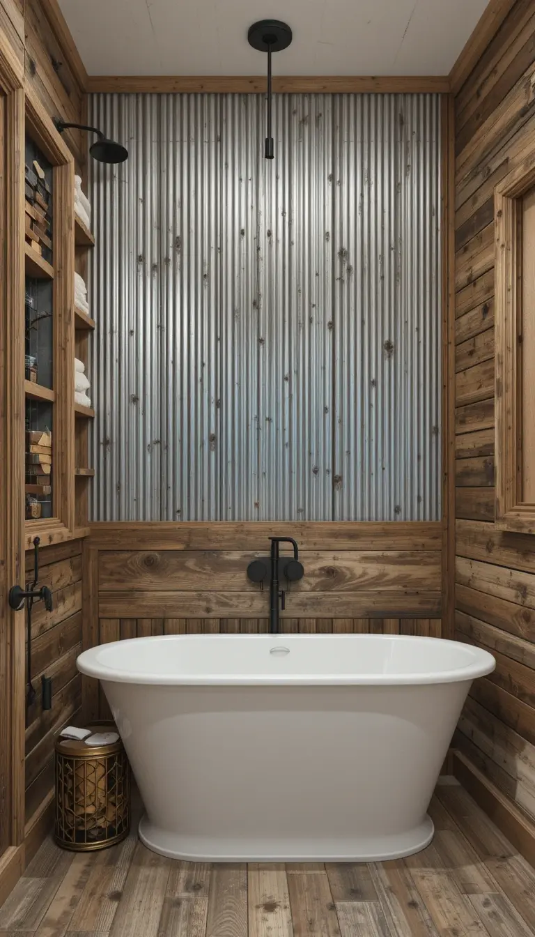 a rustic bathroom