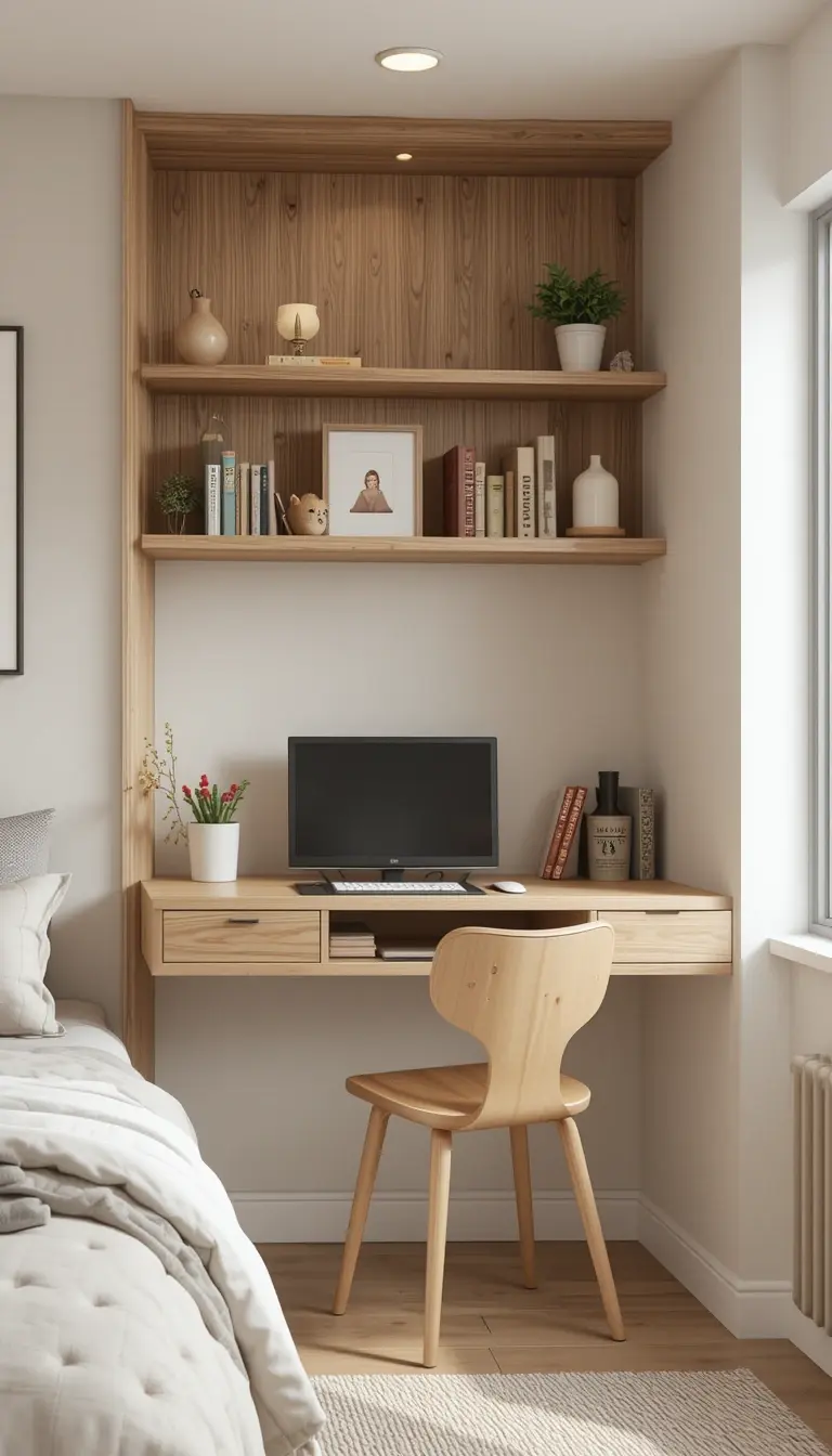 a shared kids bedroom with well used wall space