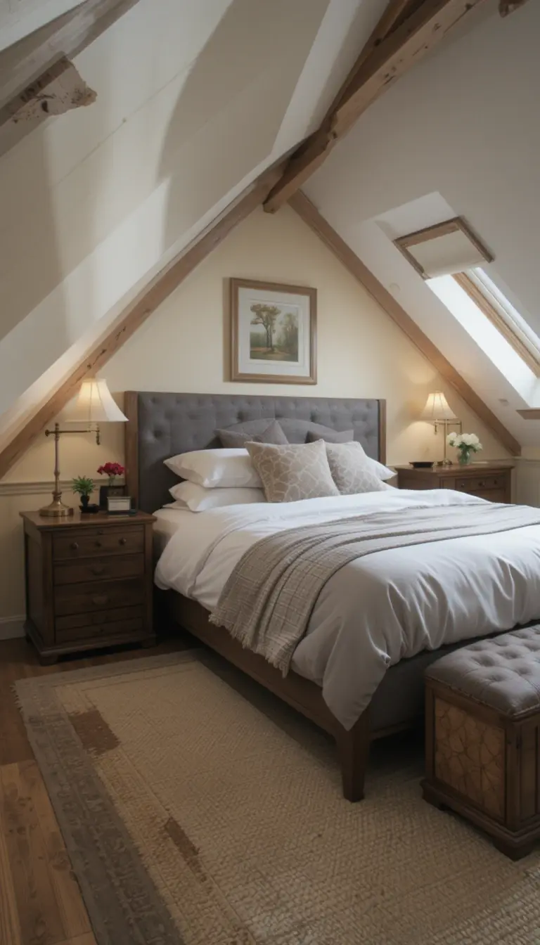 an attic bedroom with multi functional furniture