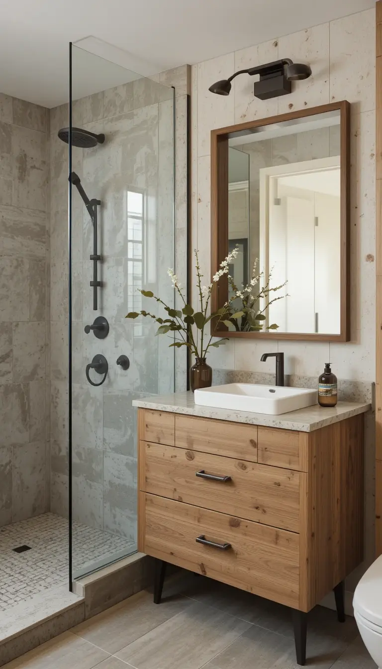 a rustic bathroom with Rustic Elements and Polished Elegance