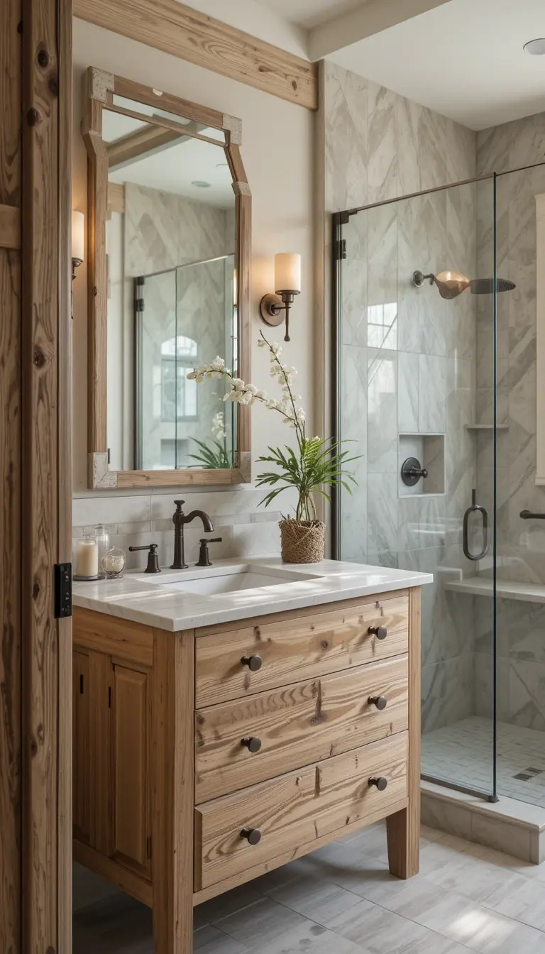 a rustic bathroom with Rustic Elements and Polished Elegance