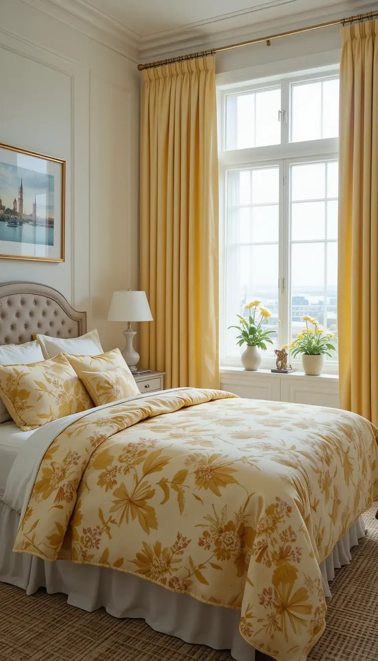a coastal bedroom with light and flowy curtains