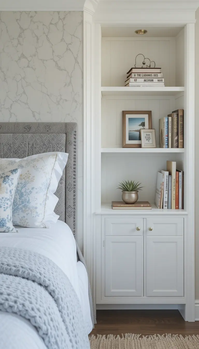 a coastal bedroom with personal treasures