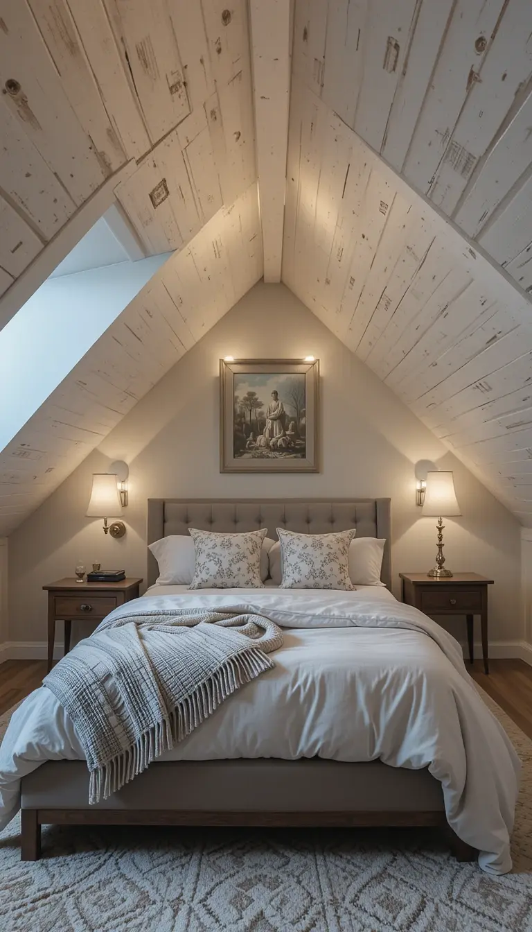 an attic bedroom fitted wall scones