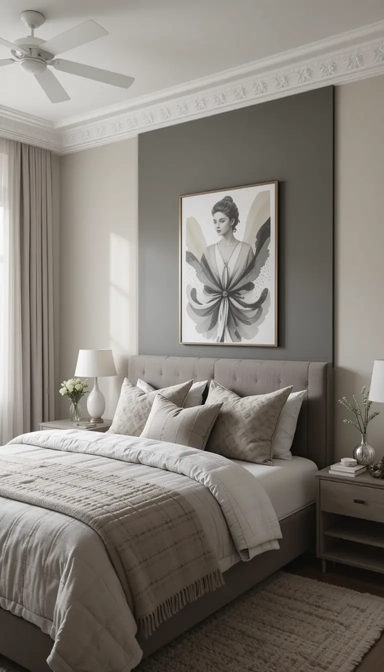 a serene monochromatic bedroom theme