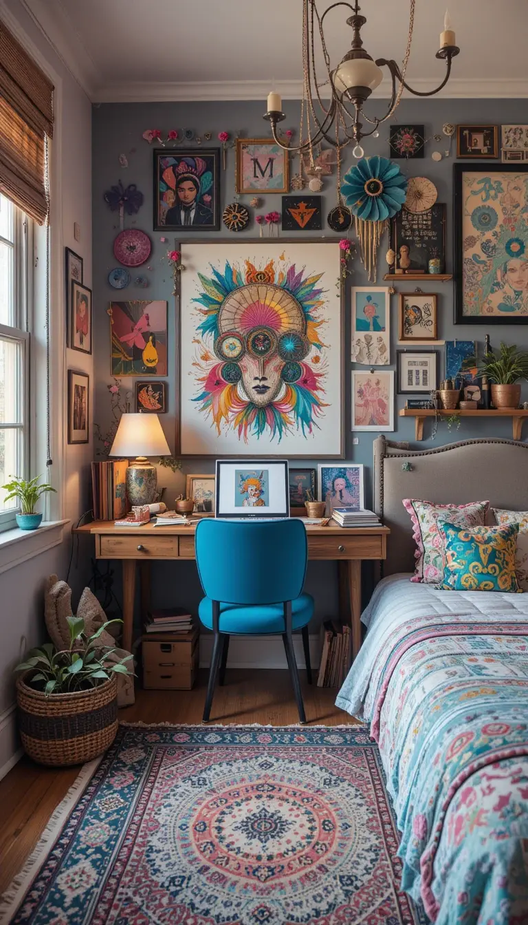a teenage girl bedroom with Indie Eclectic Art Space