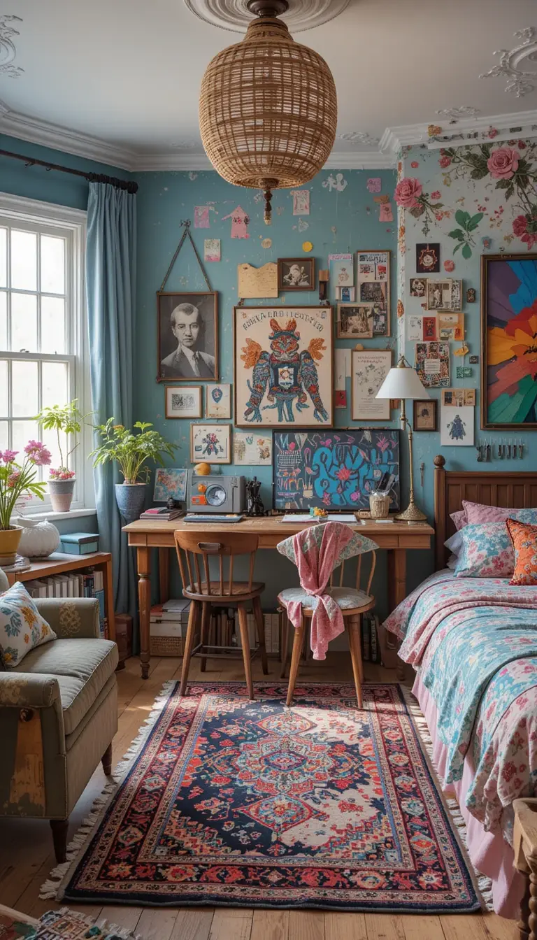 a teenage girl bedroom with Indie Eclectic Art Space