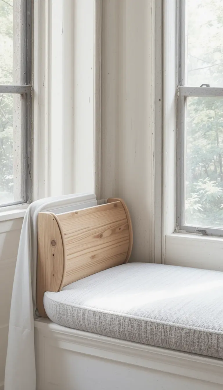 a curved window seat