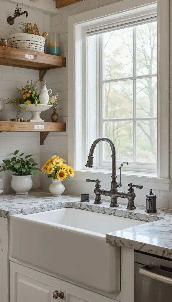 Farmhouse Sink with Vintage-Style Faucet