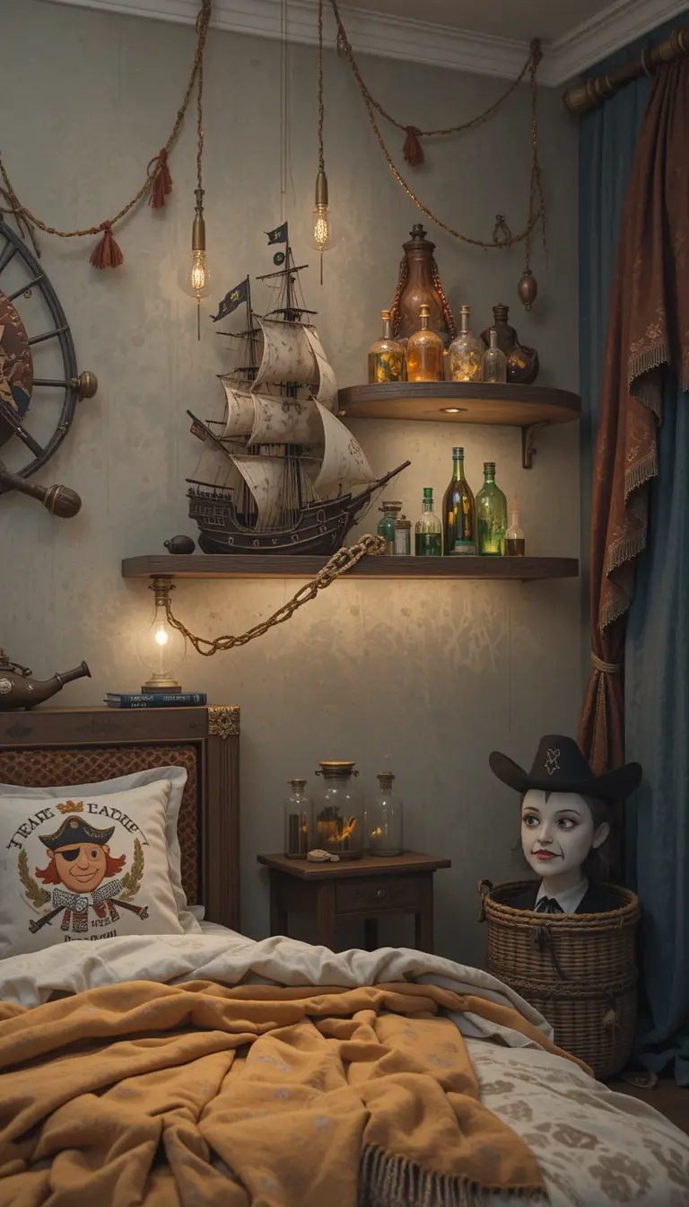 a teenage boy bedroom with a theme of adventure 