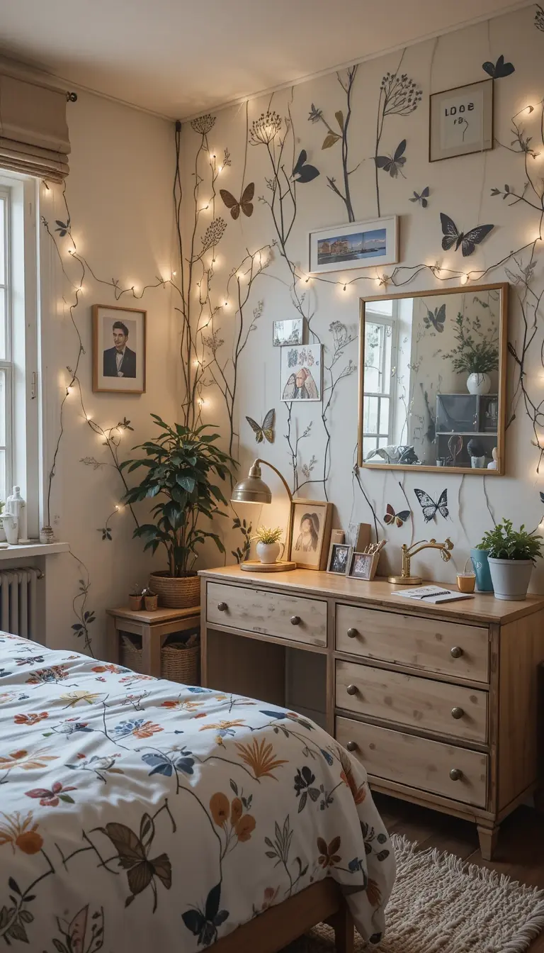 a teenage girl bedroom with diy elements