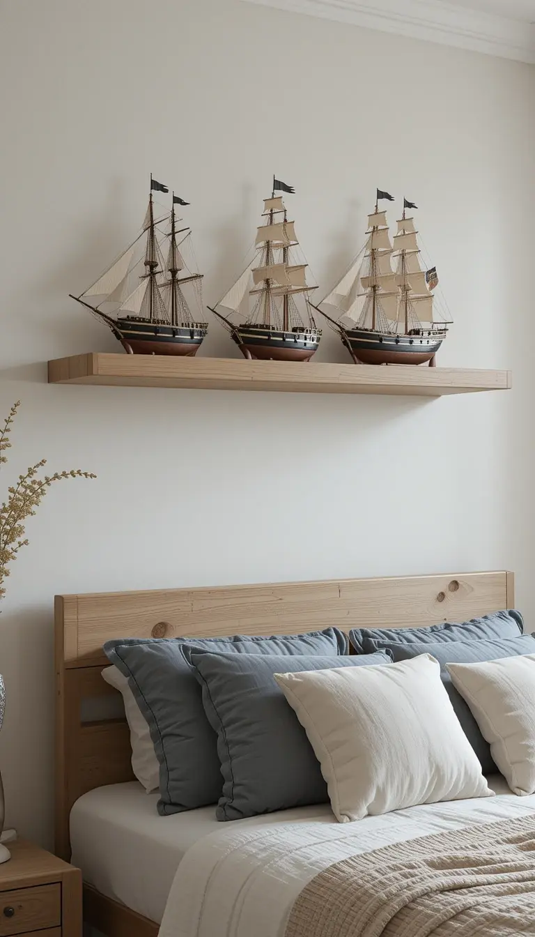 a coastal bedroom with nautical objects