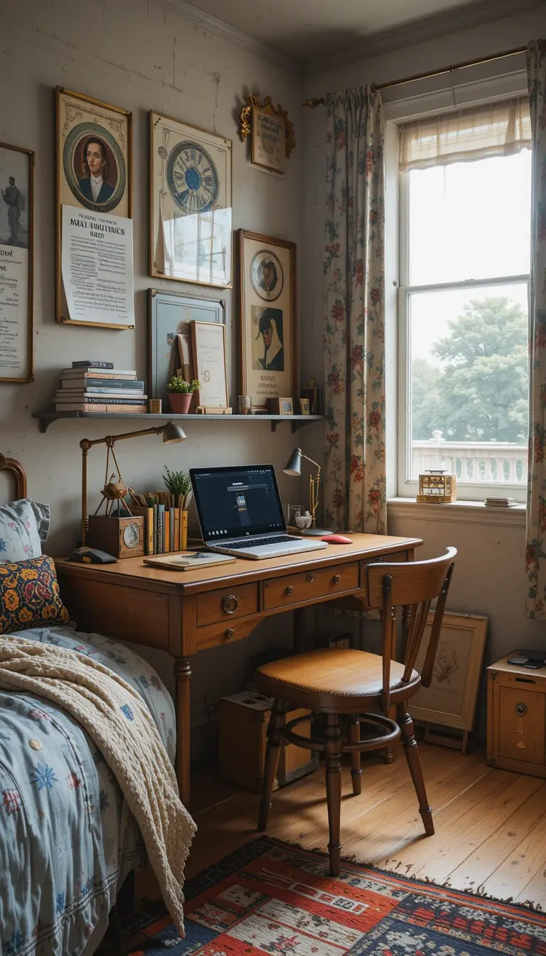 a teenage bedroom for a boy with a vintage vibe 