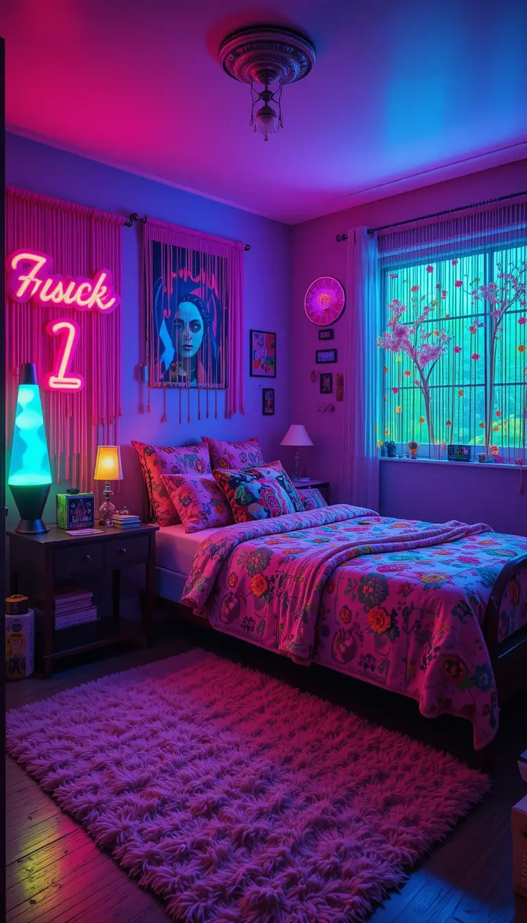 a teenage bedroom with a ytk vibe