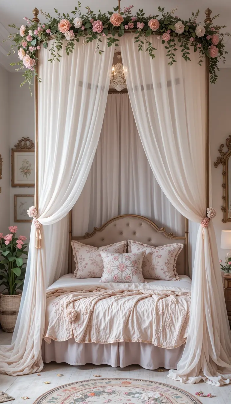 a teenage girl bedroom with Whimsical Garden Retreat theme