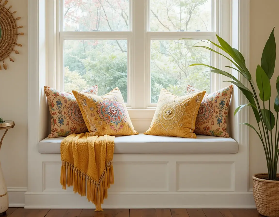 a plush window seat